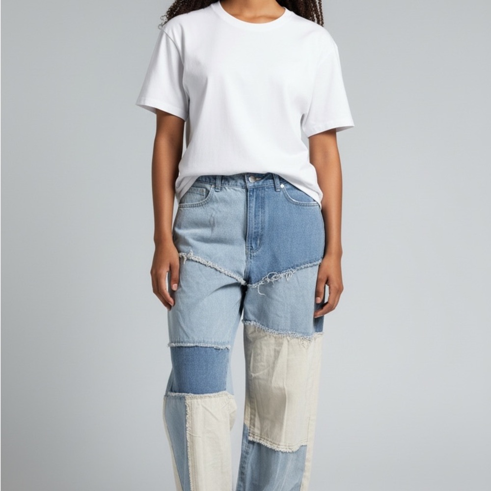 Trendy Patchwork Flare Jeans
